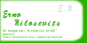 erno milosevits business card